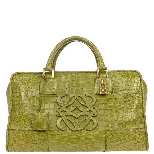 Loewe * Green Crocodile Amazona 36 Handbag