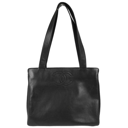 Chanel 2000-2002 Black Lambskin Tote Shoulder Bag