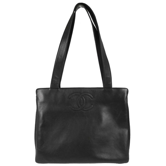 Chanel 2000-2002 Black Lambskin Tote Shoulder Bag