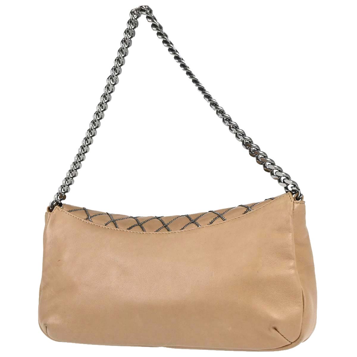 Chanel 2005-2006 Beige Lambskin Chain Stitch Handbag