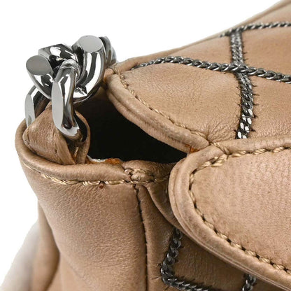 Chanel 2005-2006 Beige Lambskin Chain Stitch Handbag