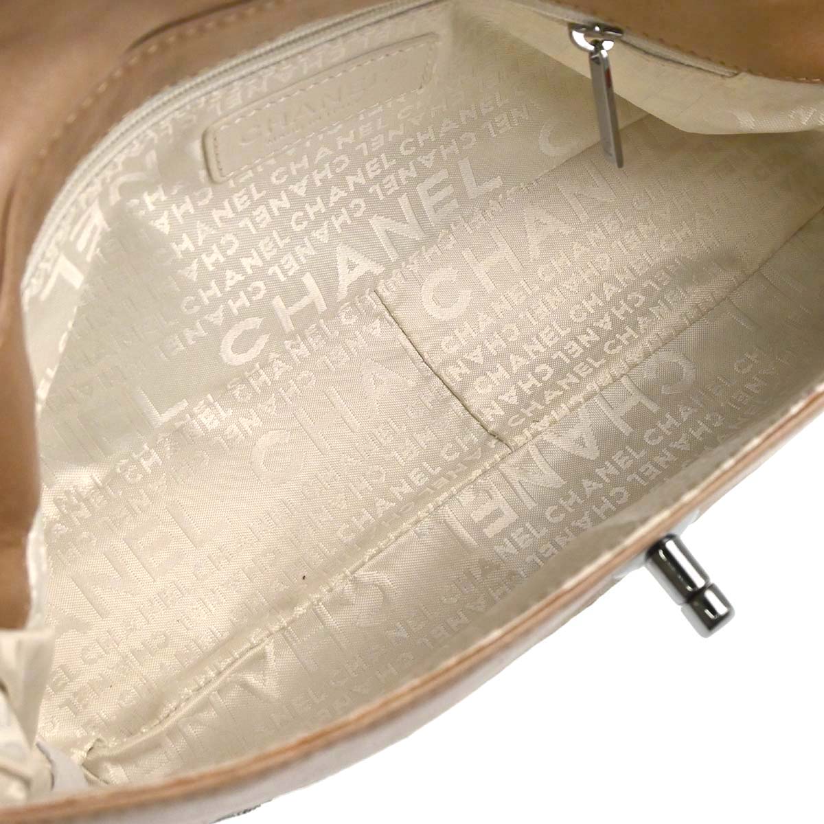 Chanel 2005-2006 Beige Lambskin Chain Stitch Handbag