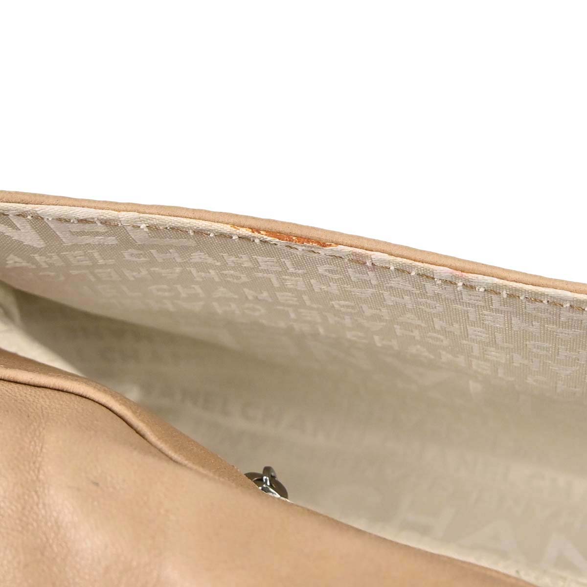 Chanel 2005-2006 Beige Lambskin Chain Stitch Handbag