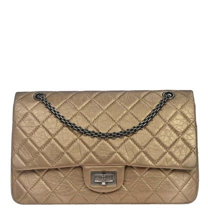 Chanel 2012-2013 Gold Calfskin 2.55 Jumbo Classic Double Flap Shoulder Bag