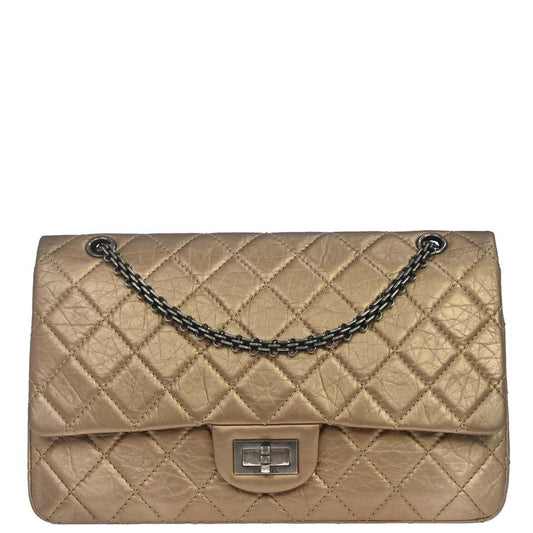Chanel 2012-2013 Gold Calfskin 2.55 Jumbo Classic Double Flap Shoulder Bag