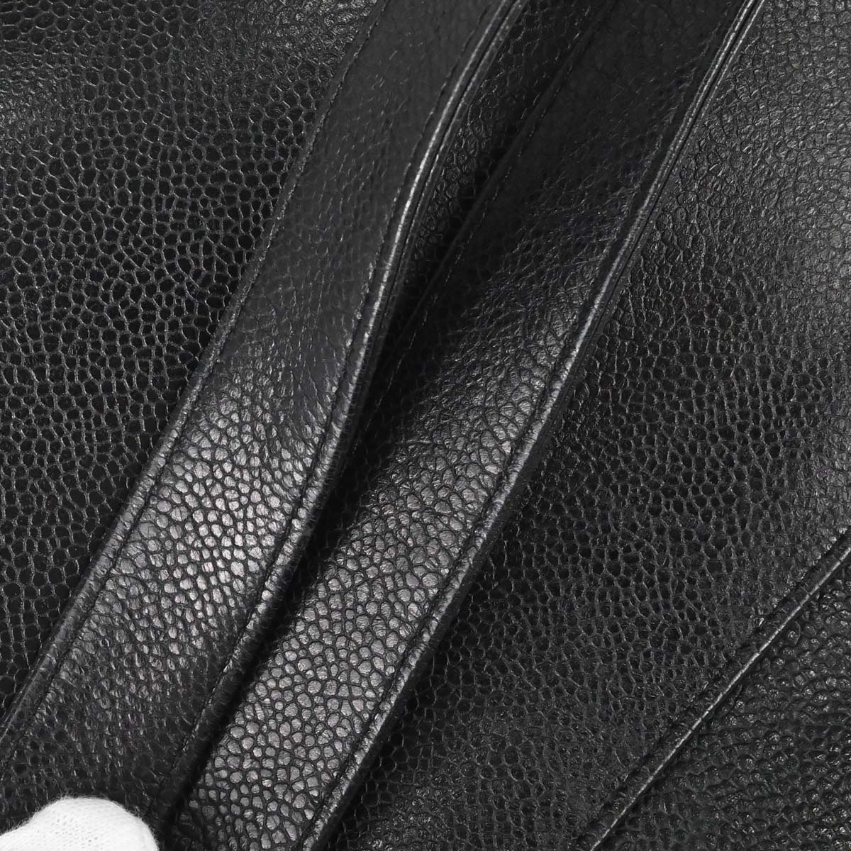 Chanel Black Caviar Skin Triple CC Shoulder Tote Bag
