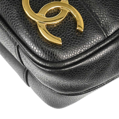 Chanel Black Caviar Skin Triple CC Shoulder Tote Bag