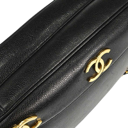 Chanel Black Caviar Skin Triple CC Shoulder Tote Bag