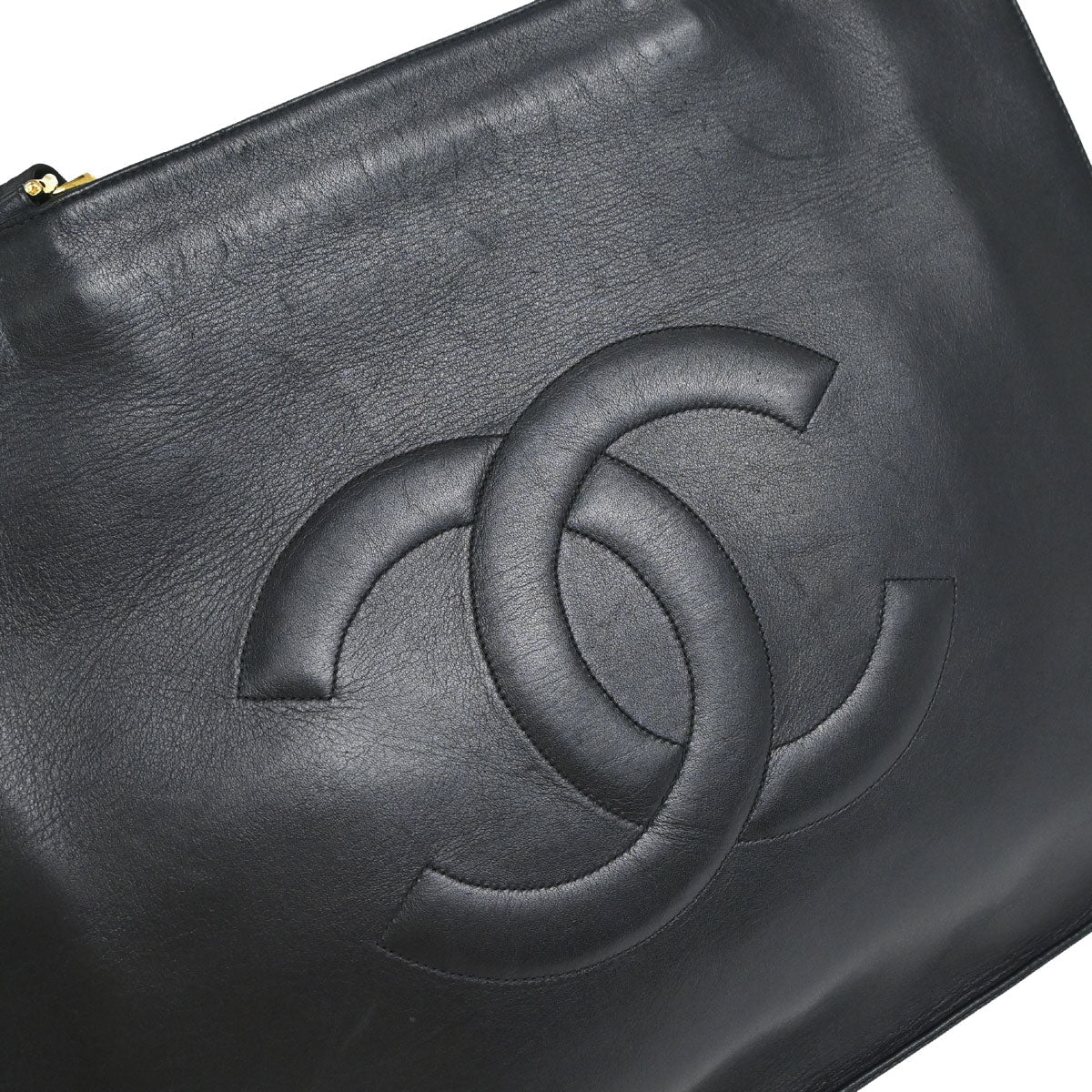 Chanel 1994-1996 Black Lambskin Chain Tote Shoulder Bag