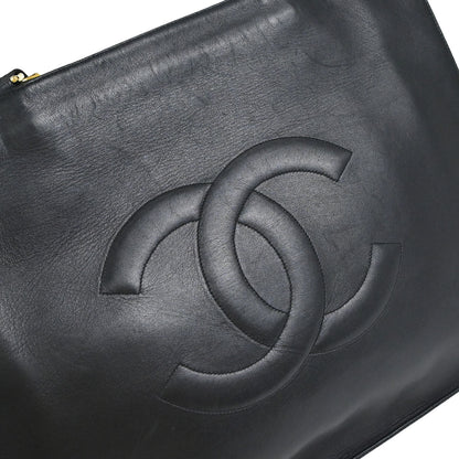 Chanel 1994-1996 Black Lambskin Chain Tote Shoulder Bag