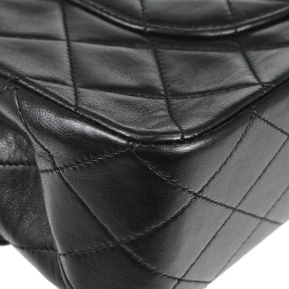 Chanel 1989-1991 Black Lambskin Medium Classic Double Flap Shoulder Bag