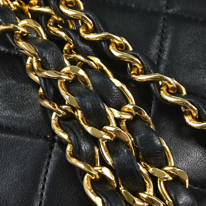 Chanel 1989-1991 Black Lambskin Medium Classic Double Flap Shoulder Bag