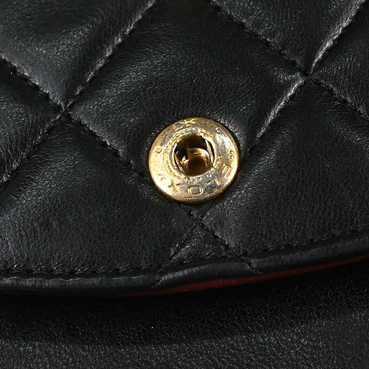 Chanel 1989-1991 Black Lambskin Medium Classic Double Flap Shoulder Bag