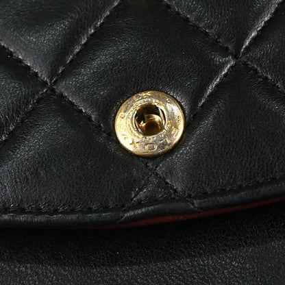 Chanel 1989-1991 Black Lambskin Medium Classic Double Flap Shoulder Bag