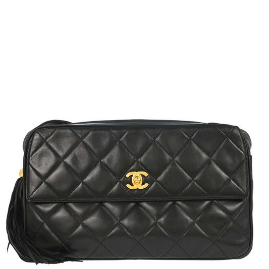 Chanel 1994-1996 Black Lambskin Camera Bag Large