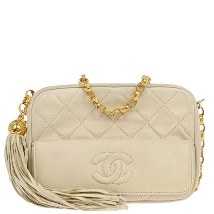 Chanel 1989-1991 Ivory Lambskin Camera Bag Mini