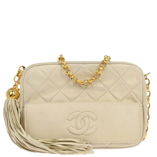 Chanel 1989-1991 Ivory Lambskin Camera Bag Mini