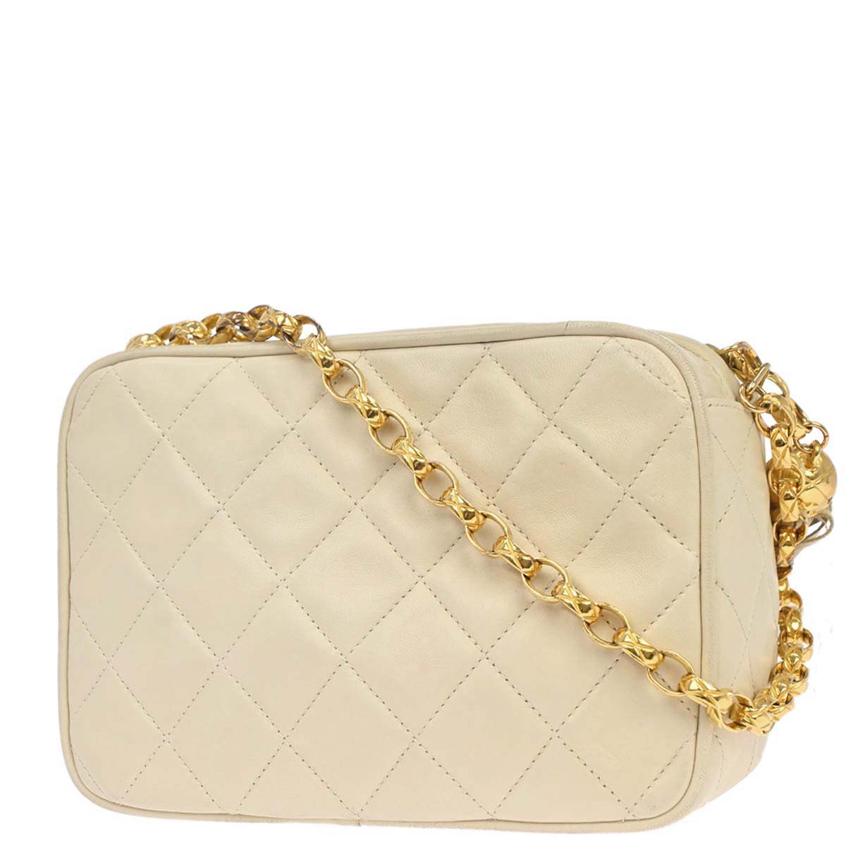 Chanel 1989-1991 Ivory Lambskin Camera Bag Mini