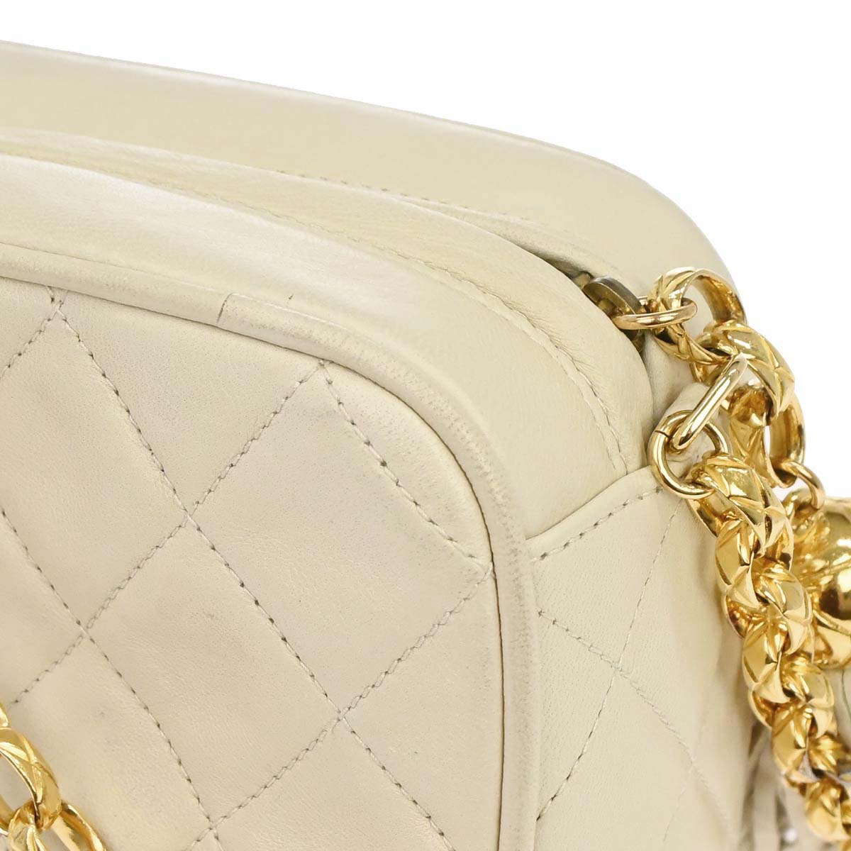 Chanel 1989-1991 Ivory Lambskin Camera Bag Mini