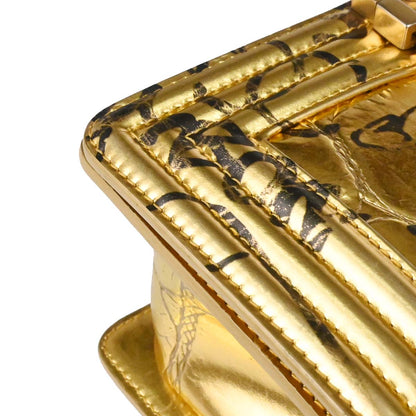 Boy Chanel 2019 Gold Embossed Calfskin Graffiti Small Chain Shoulder Bag
