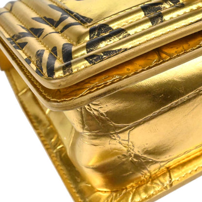 Boy Chanel 2019 Gold Embossed Calfskin Graffiti Small Chain Shoulder Bag