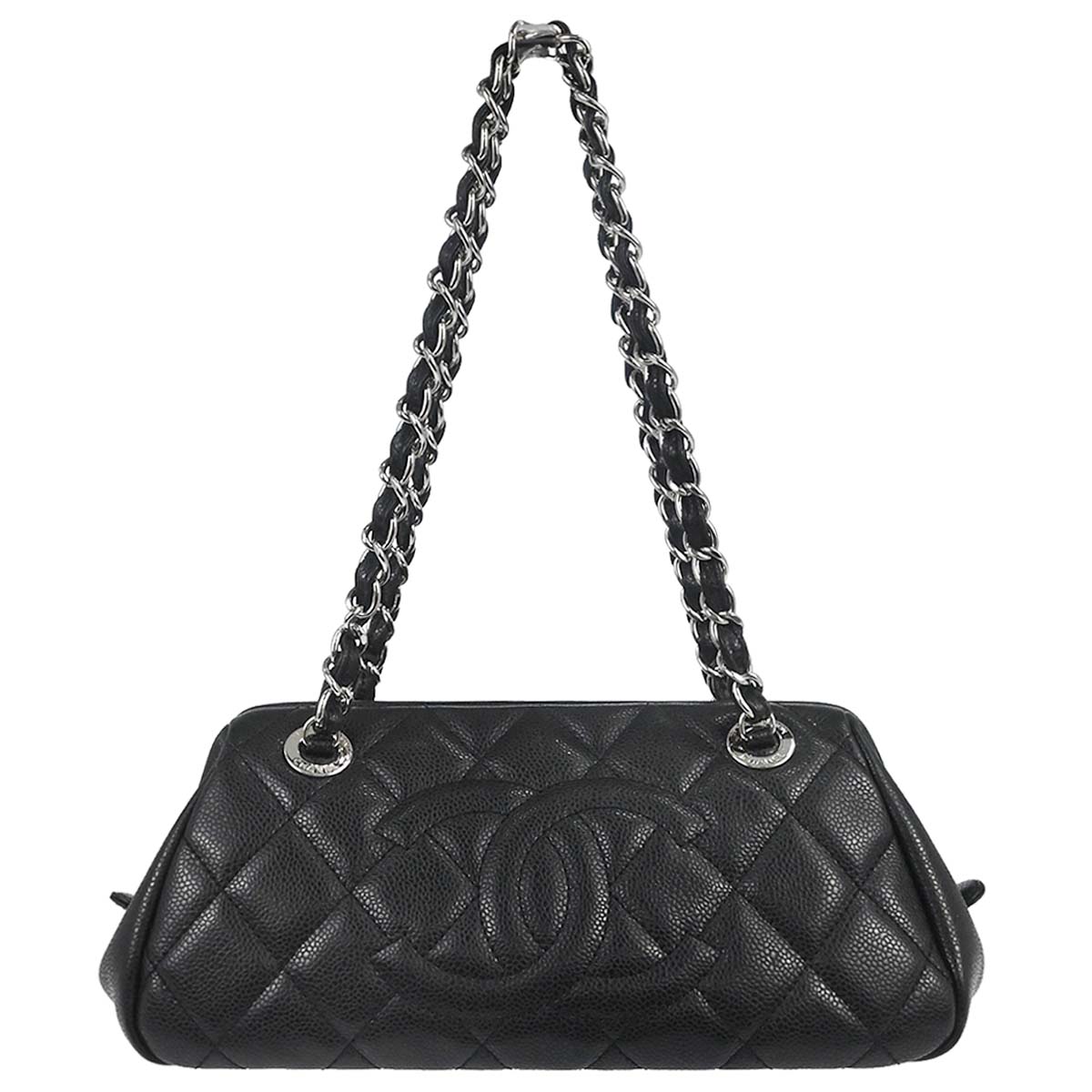 Chanel 2009-2010 Black Caviar Skin Chain Handbag