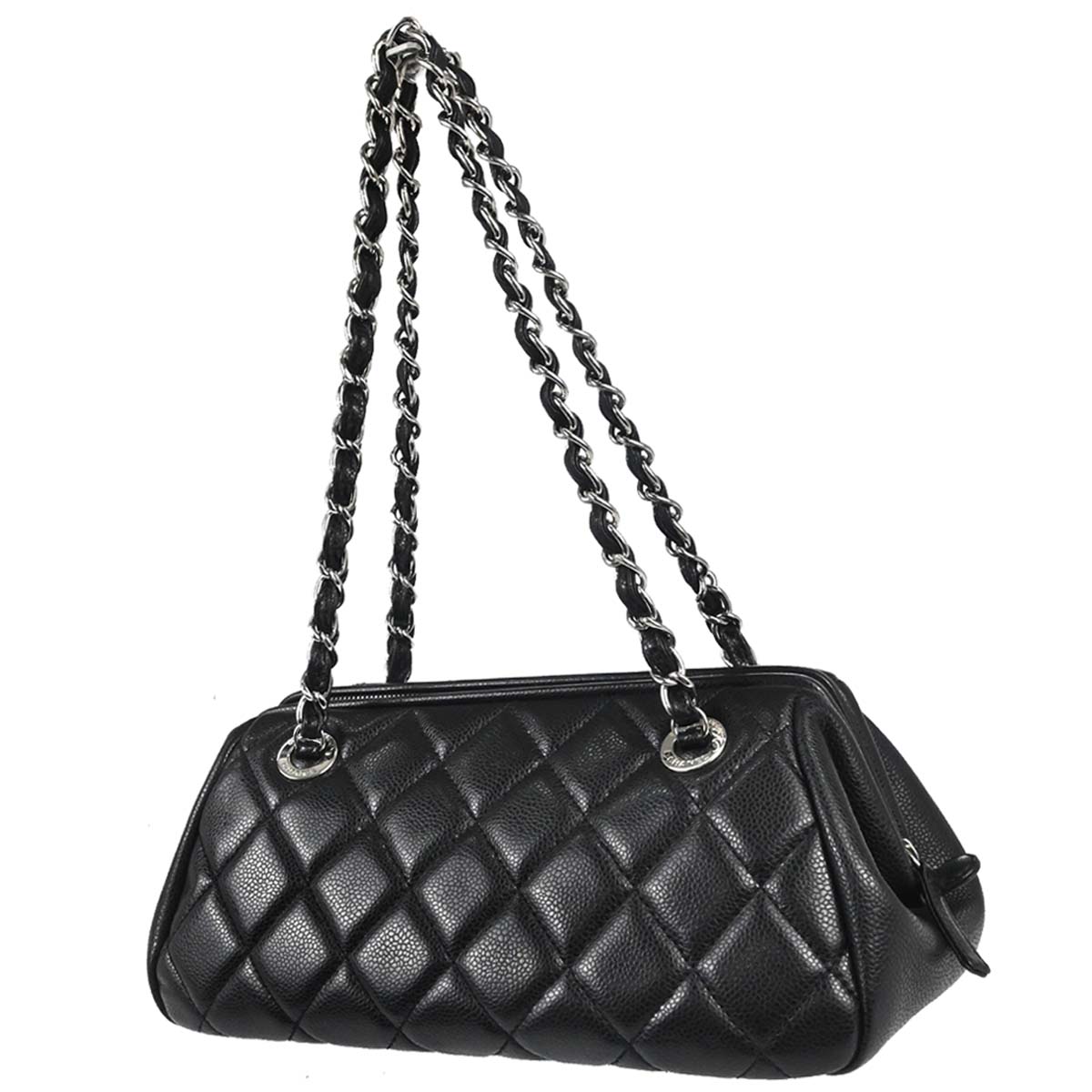 Chanel 2009-2010 Black Caviar Skin Chain Handbag
