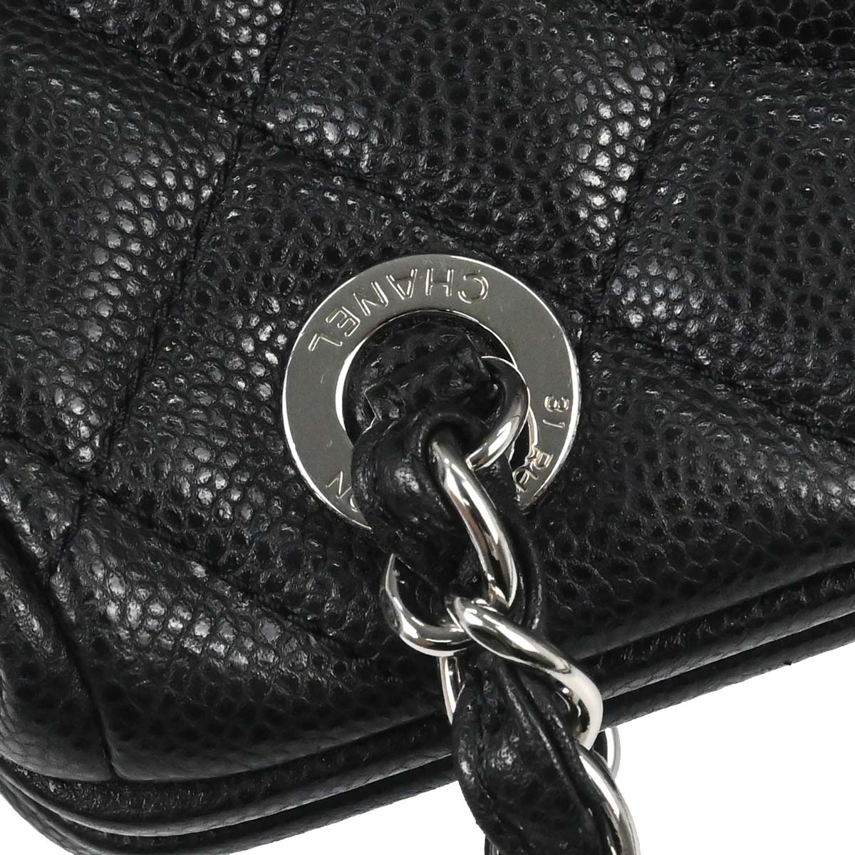 Chanel 2009-2010 Black Caviar Skin Chain Handbag