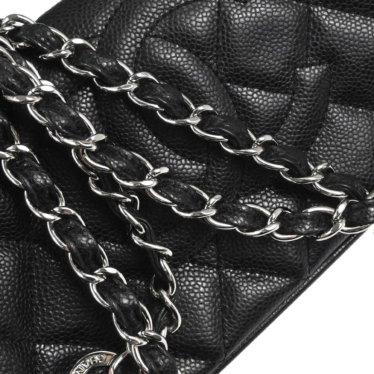 Chanel 2009-2010 Black Caviar Skin Chain Handbag