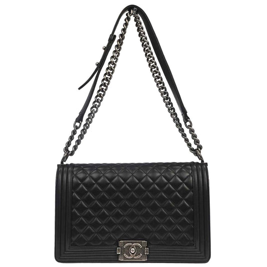 Boy Chanel 2017 Black Lambskin Medium Shoulder Bag