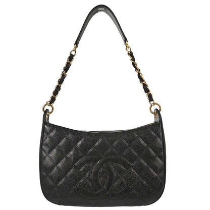 Chanel 2003-2004 Black Caviar Skin Hobo Handbag