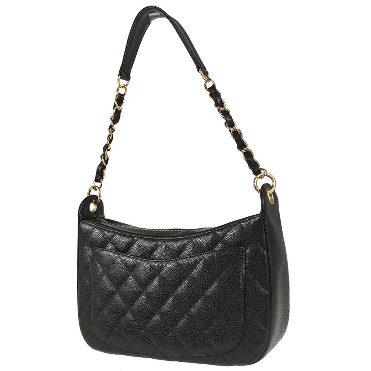 Chanel 2003-2004 Black Caviar Skin Hobo Handbag