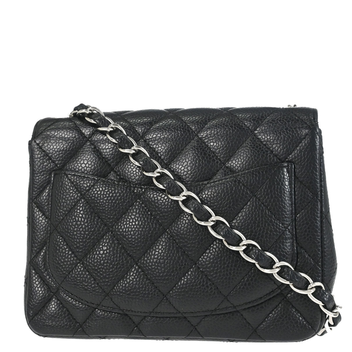 Chanel 2008-2009 Black Caviar Skin Mini Classic Square Flap Bag 17