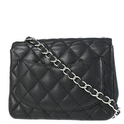 Chanel 2008-2009 Black Caviar Skin Mini Classic Square Flap Bag 17