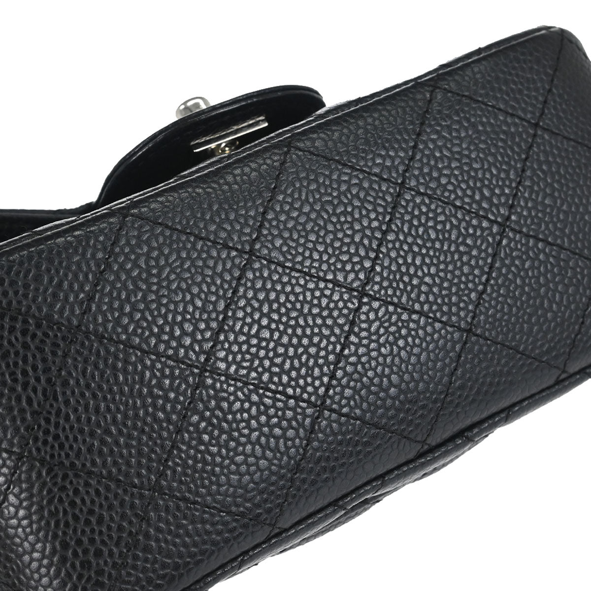 Chanel 2008-2009 Black Caviar Skin Mini Classic Square Flap Bag 17