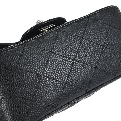 Chanel 2008-2009 Black Caviar Skin Mini Classic Square Flap Bag 17