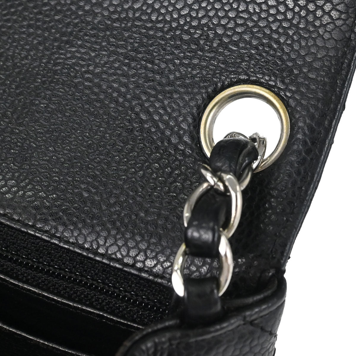 Chanel 2008-2009 Black Caviar Skin Mini Classic Square Flap Bag 17