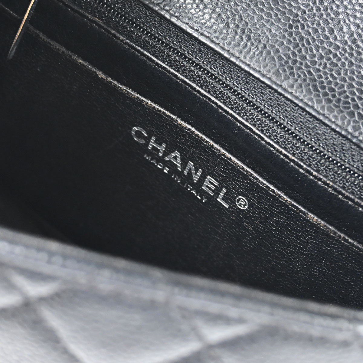Chanel 2008-2009 Black Caviar Skin Mini Classic Square Flap Bag 17