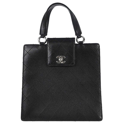 Chanel 1997-1999 Black Caviar Skin Tote Handbag