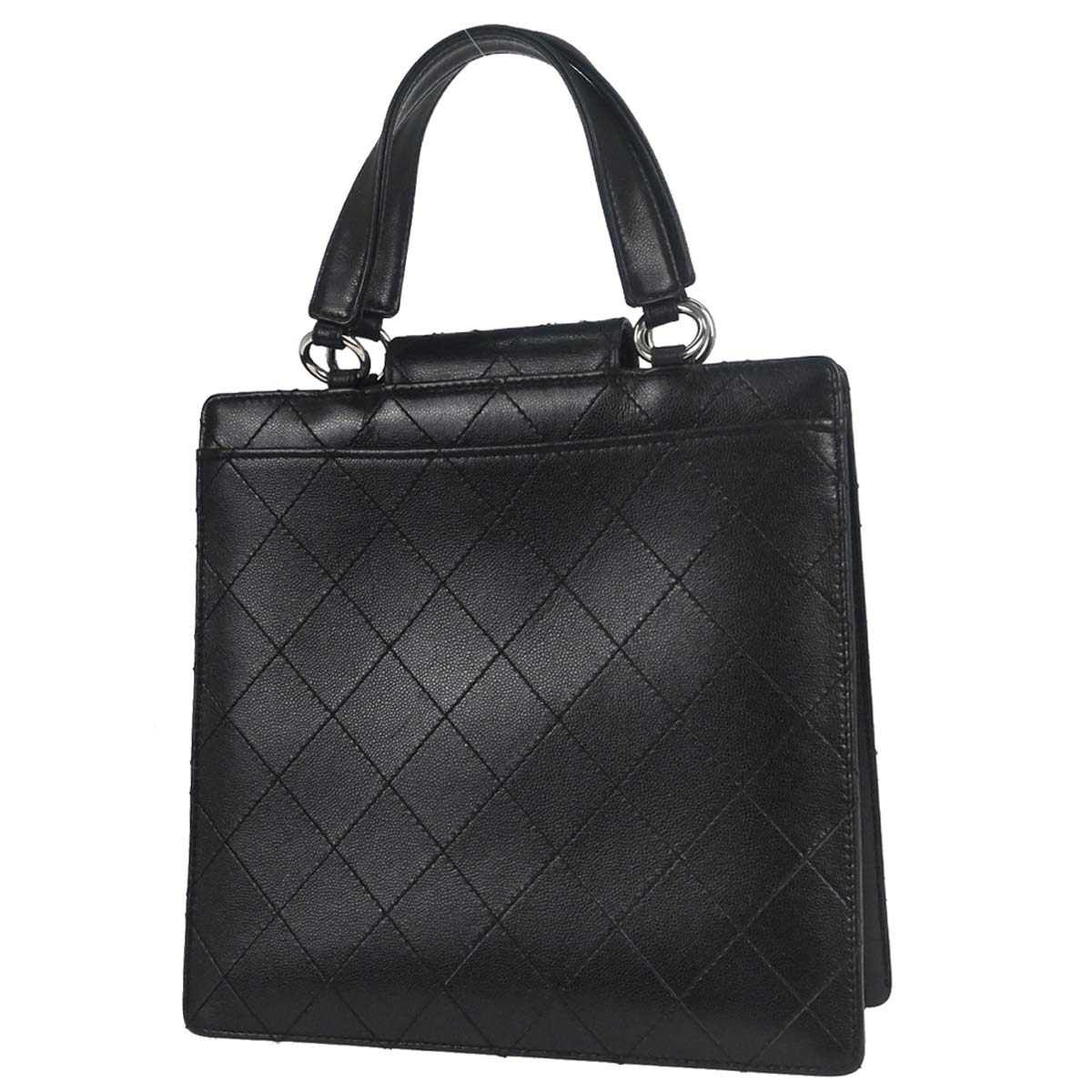 Chanel 1997-1999 Black Caviar Skin Tote Handbag