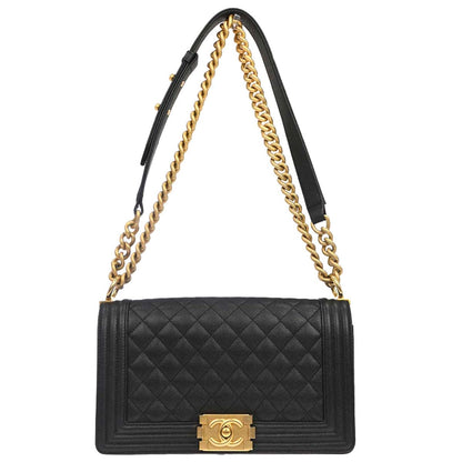 Boy Chanel 2019 Black Caviar Skin Medium Shoulder Bag