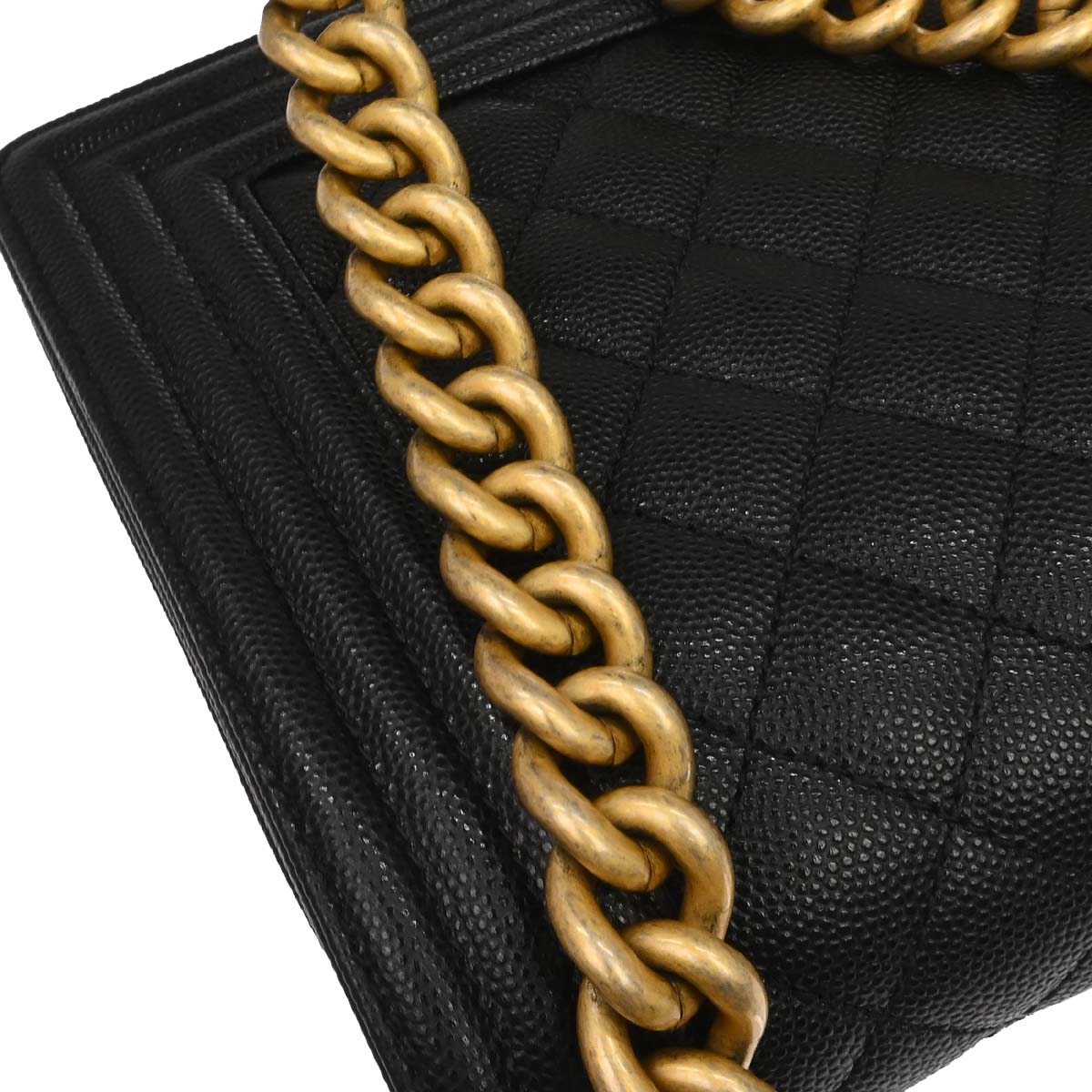 Boy Chanel 2019 Black Caviar Skin Medium Shoulder Bag