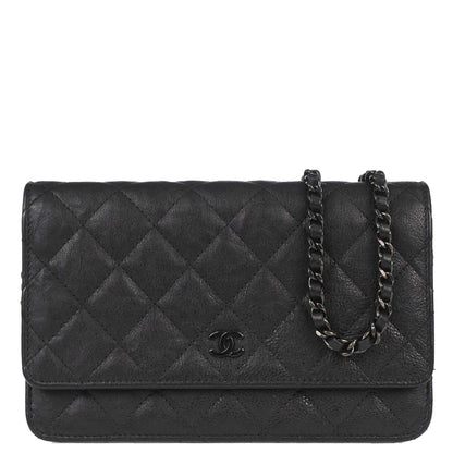 Chanel 2017-2018 Black Calfskin Classic WOC Wallet on Chain Bag