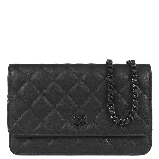 Chanel 2017-2018 Black Calfskin Classic WOC Wallet on Chain Bag