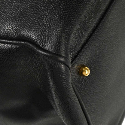 Chanel 1996-1997 Black Caviar Skin Supermodel Tote Shoulder Bag