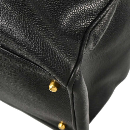 Chanel 1996-1997 Black Caviar Skin Supermodel Tote Shoulder Bag