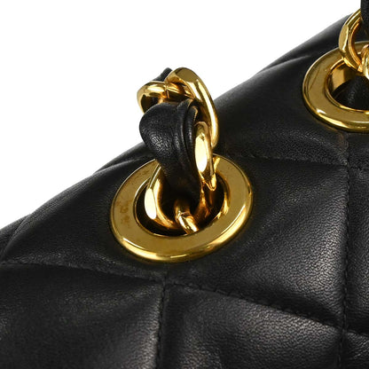 Chanel 1994-1996 Black Lambskin Maxi Classic Flap Shoulder Bag