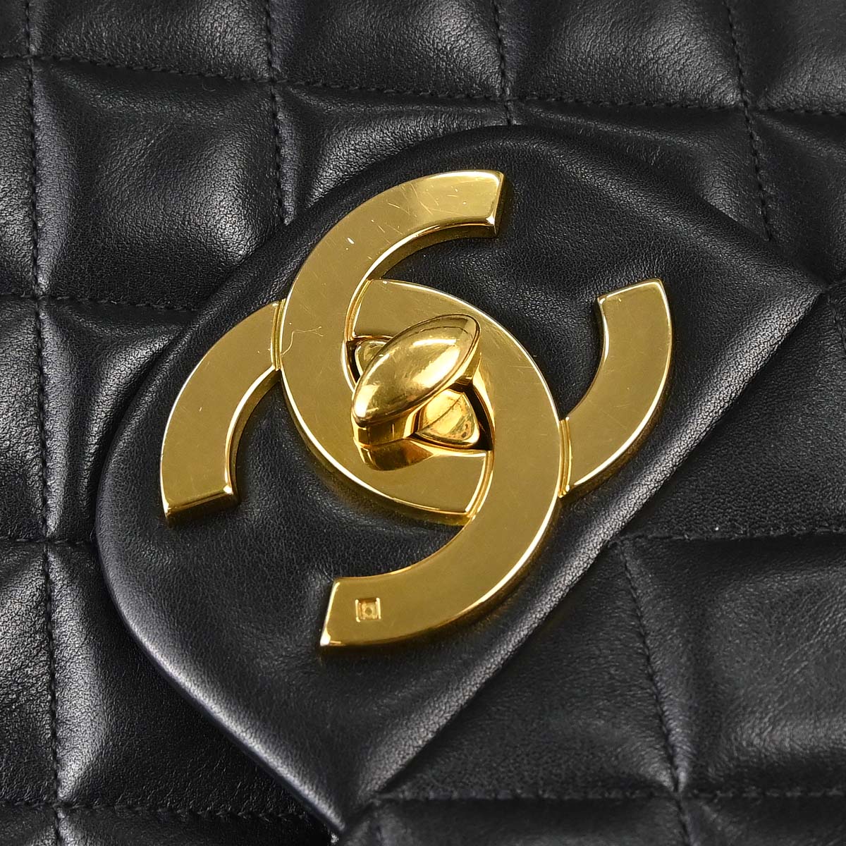 Chanel 1994-1996 Black Lambskin Maxi Classic Flap Shoulder Bag