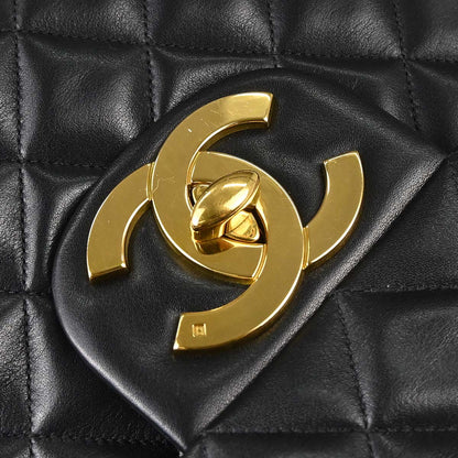 Chanel 1994-1996 Black Lambskin Maxi Classic Flap Shoulder Bag