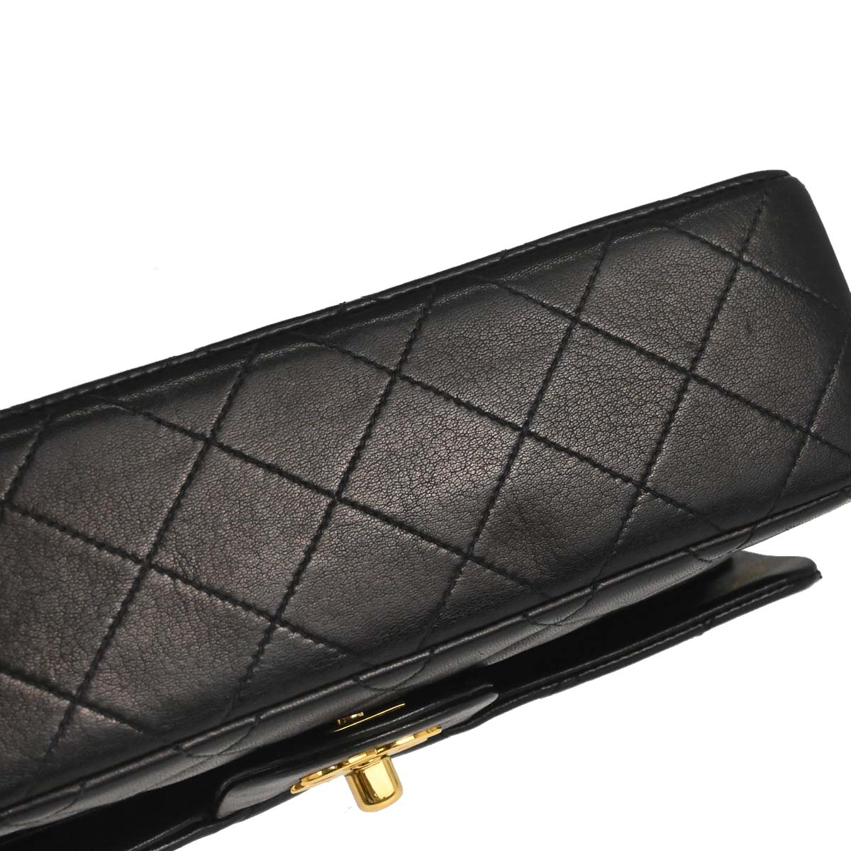 Chanel 1991-1994 Black Lambskin Small Classic Double Flap Shoulder Bag